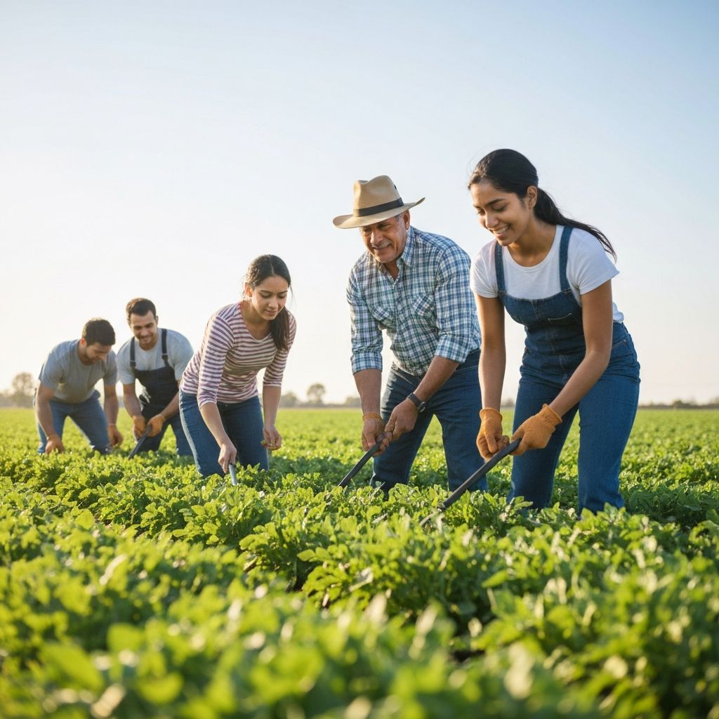 Agriculture team working in field